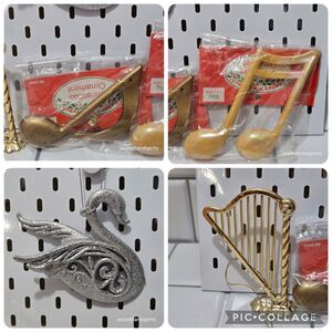 Lot Of 4 Vintage Christmas Ornaments Musical and Swan Plastic